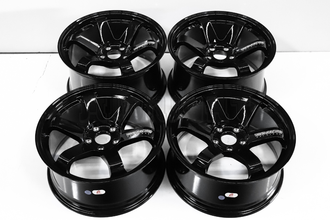 18" Gloss Black Rays TE37 Style Wheels Staggered Set (5x114.3) 18x8.5/9.5