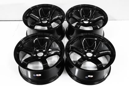 18" Gloss Black Rays TE37 Style Wheels Staggered Set (5x114.3) 18x8.5/9.5