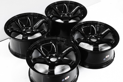 18" Gloss Black Rays TE37 Style Wheels Staggered Set (5x114.3) 18x8.5/9.5