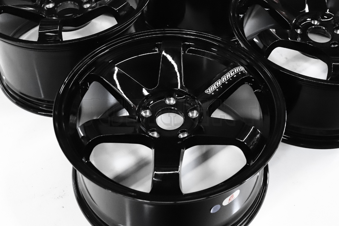 18" Gloss Black Rays TE37 Style Wheels Staggered Set (5x114.3) 18x8.5/9.5