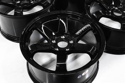 18" Gloss Black Rays TE37 Style Wheels Staggered Set (5x114.3) 18x8.5/9.5