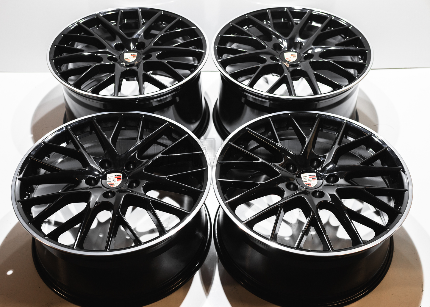 21" Gloss Black Machined Wheels For Porsche (5x130) Staggered Set 20x9.5/11.5