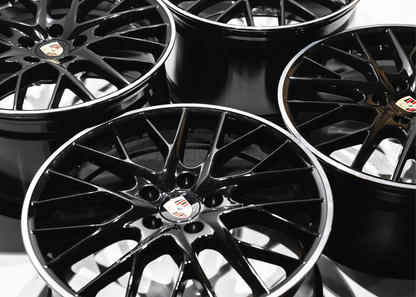 21" Gloss Black Machined Wheels For Porsche (5x130) Staggered Set 20x9.5/11.5