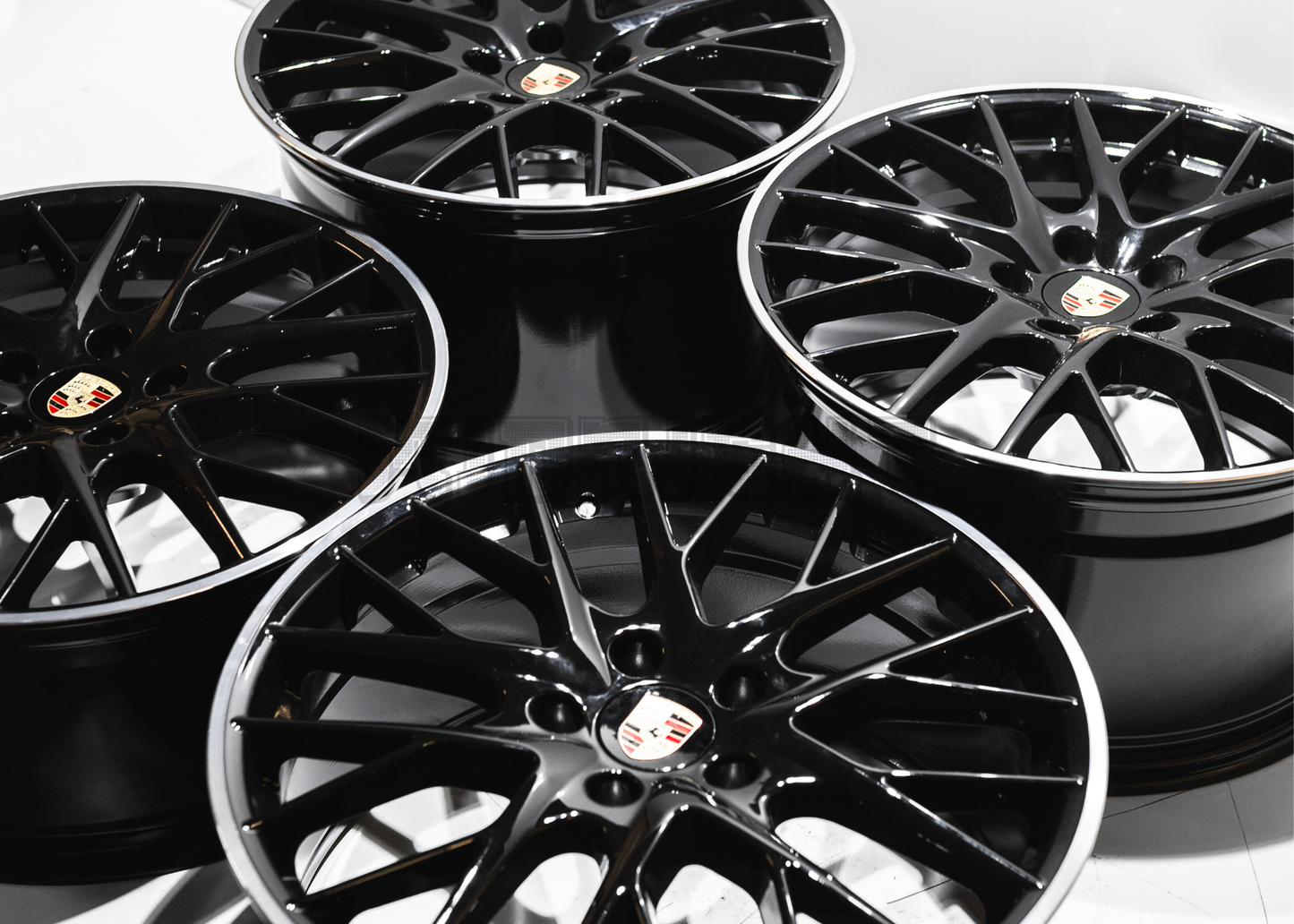 21" Gloss Black Machined Wheels For Porsche (5x130) Staggered Set 20x9.5/11.5