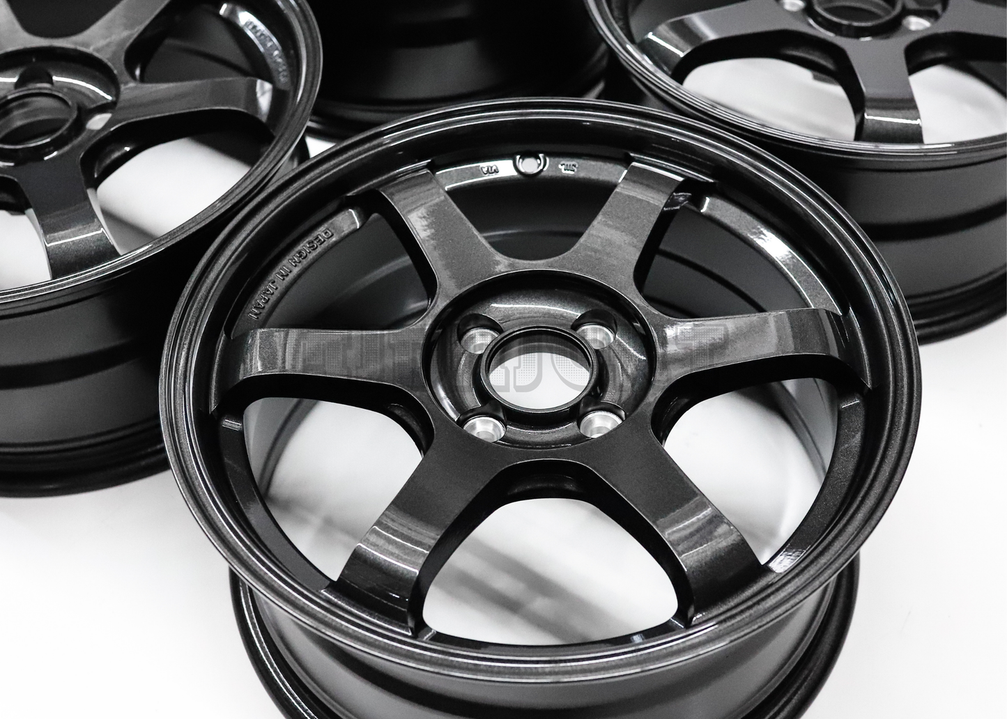 16" Gunmetal Wheels TE37 Style (4x100) Squared Set
