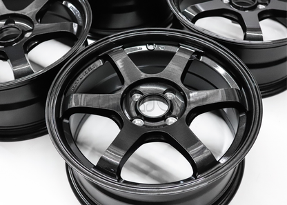 16" Gunmetal Wheels TE37 Style (4x100) Squared Set