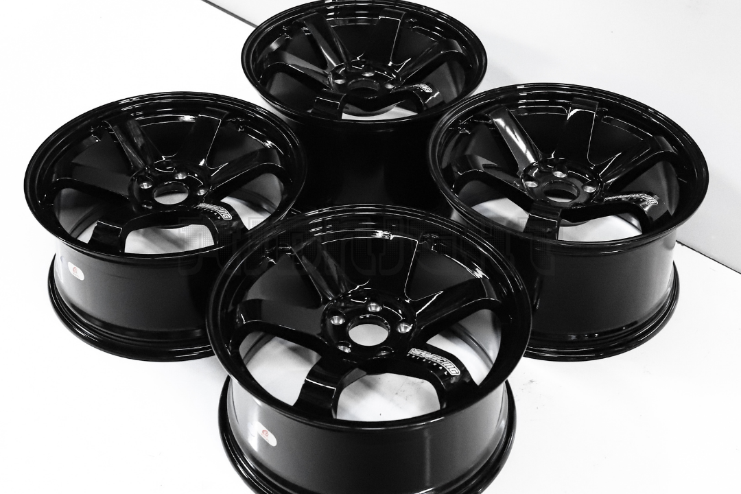 18" Gloss Black Rays TE37 Style Wheels Staggered Set (5x114.3) 18x8.5/9.5
