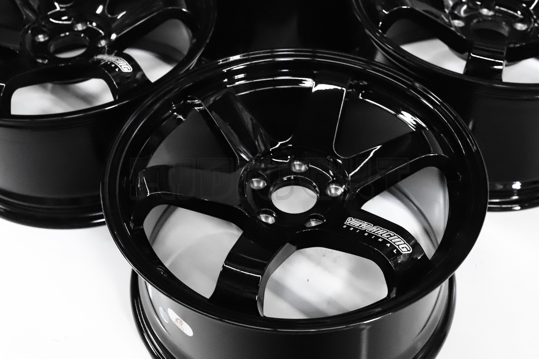 18" Gloss Black Rays TE37 Style Wheels Staggered Set (5x114.3) 18x8.5/9.5