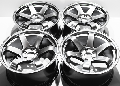 18" Gunmetal Rays TE37 Style Wheels (5x114.3) Staggered Set 18x8.5/9.5