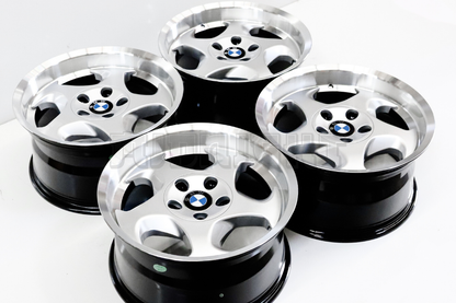 17"Silver Machined Lip Throwing Star Style Wheels Square Set (5x120)