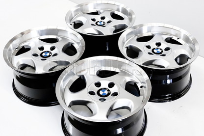 17"Silver Machined Lip Throwing Star Style Wheels Square Set (5x120)