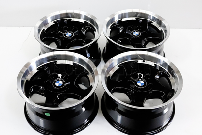 17" Gloss Black Machined Lip Throwing Star Style Wheels Square Set (5x120)