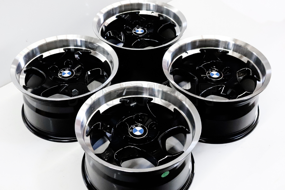 17" Gloss Black Machined Lip Throwing Star Style Wheels Square Set (5x120)