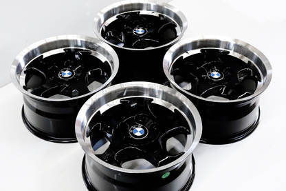 17" Gloss Black Machined Lip Throwing Star Style Wheels Square Set (5x120)