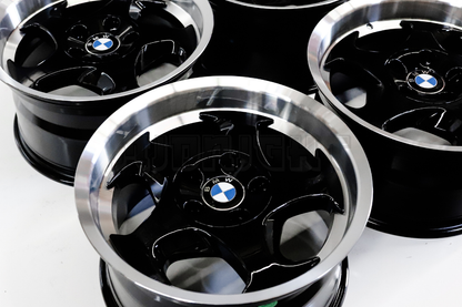 17" Gloss Black Machined Lip Throwing Star Style Wheels Square Set (5x120)