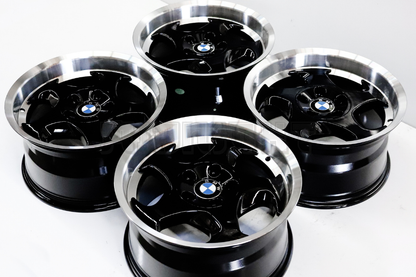 17" Gloss Black Machined Lip Throwing Star Style Wheels Square Set (5x120)