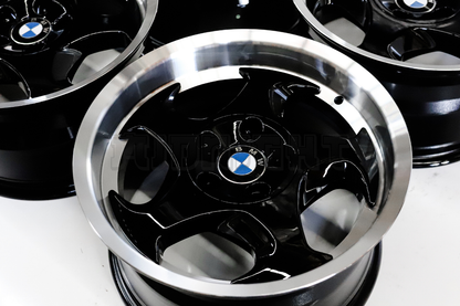17" Gloss Black Machined Lip Throwing Star Style Wheels Square Set (5x120)