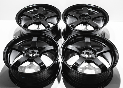 19" Gloss Black Advan Style Wheels (5x114.3) Staggered Set 19x8.5/9.5