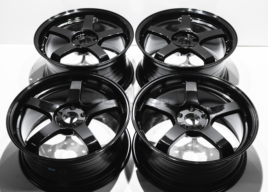 19" Gloss Black Advan Style Wheels (5x114.3) Staggered Set 19x8.5/9.5