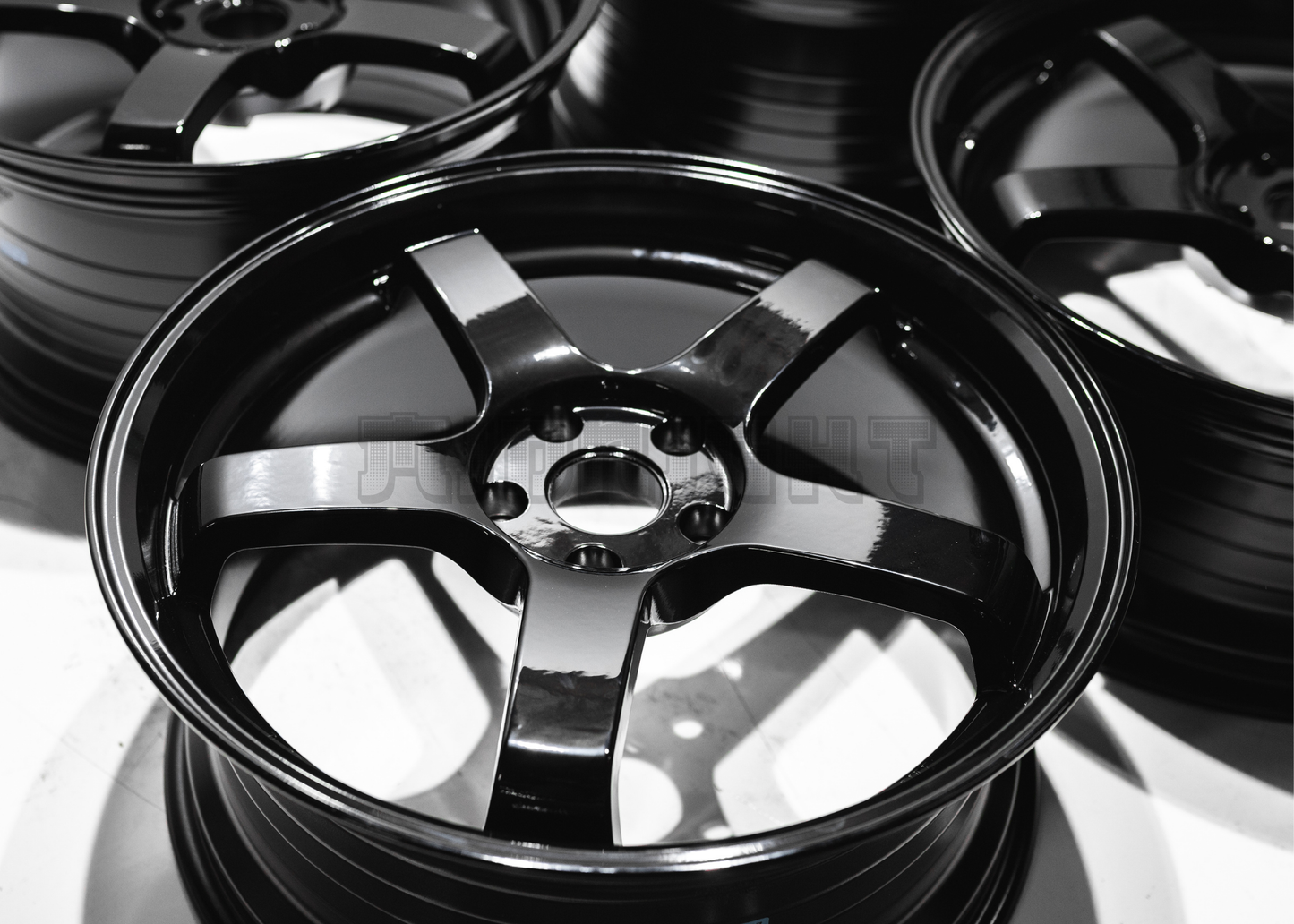19" Gloss Black Advan Style Wheels (5x114.3) Staggered Set 19x8.5/9.5