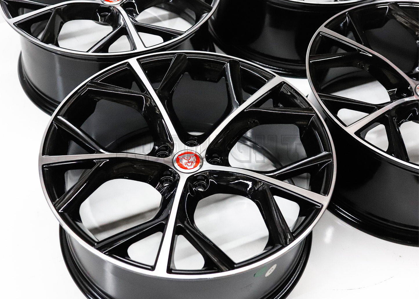 20" Gloss Black Machined Wheels For Jaguar (5x108) Squared Set