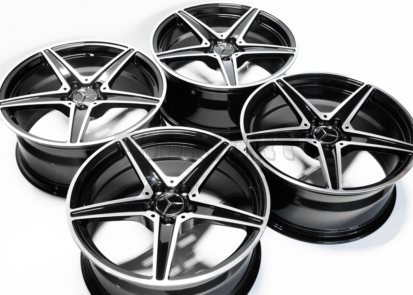 18" Gloss Black Machined Wheels For Mercedes Square Set (5x112)