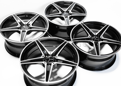 18" Gloss Black Machined Wheels For Mercedes Square Set (5x112)