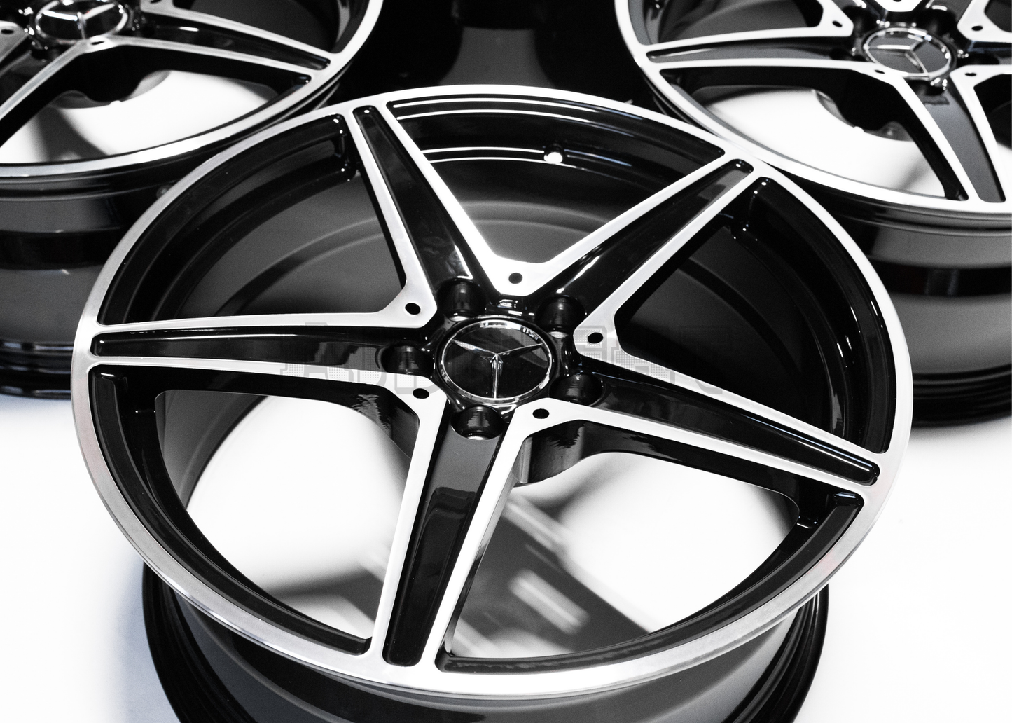 18" Gloss Black Machined Wheels For Mercedes Square Set (5x112)