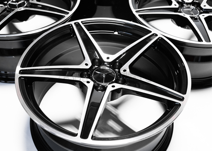 18" Gloss Black Machined Wheels For Mercedes Square Set (5x112)