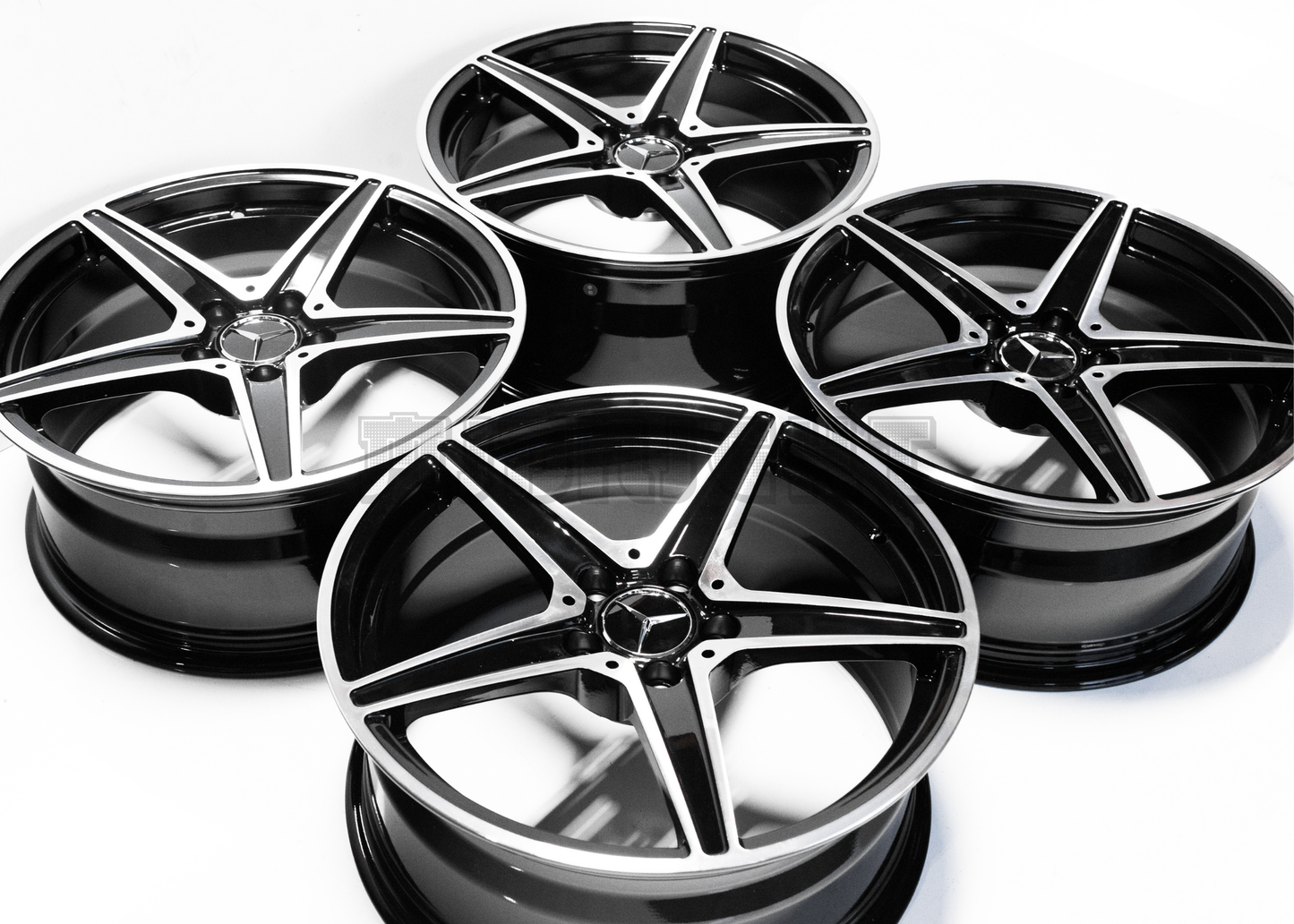 18" Gloss Black Machined Wheels For Mercedes Square Set (5x112)