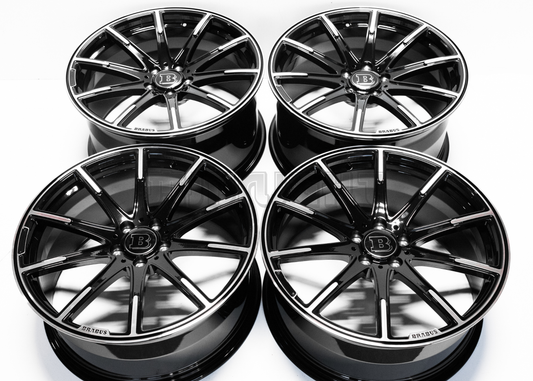 20" Gloss Black Machined Brabus Style Wheels For Mercedes Staggered Set (5x112) 20x9/10.0