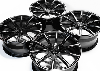 20" Gloss Black Machined Brabus Style Wheels For Mercedes Staggered Set (5x112) 20x9/10.0