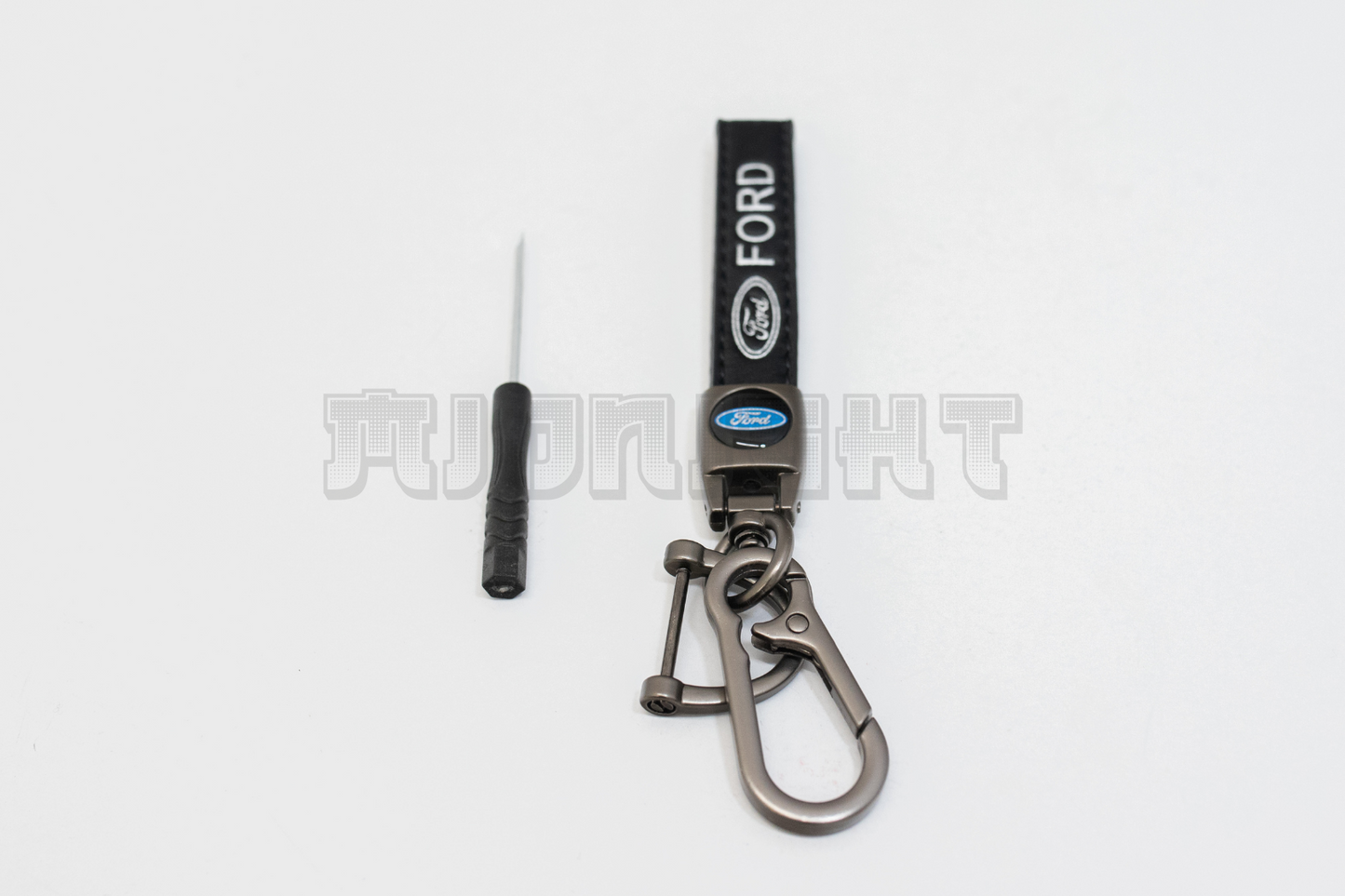 Ford Black Leather Keychain