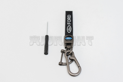 Ford Black Leather Keychain