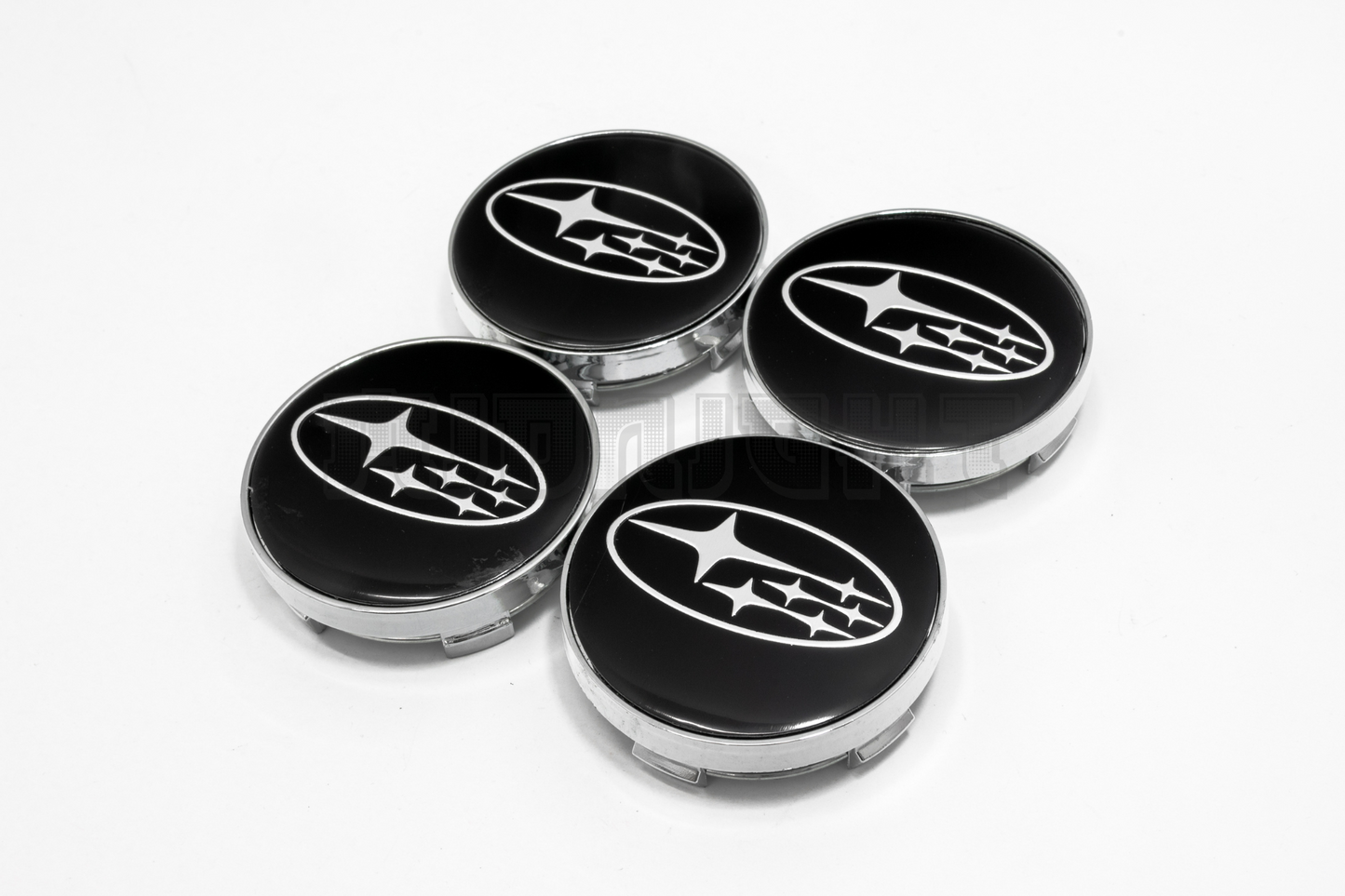 Set Of Four Subaru Black & Silver Center Hub Caps