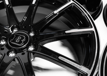 20" Gloss Black Machined Brabus Style Wheels For Mercedes Staggered Set (5x112) 20x9/10.0