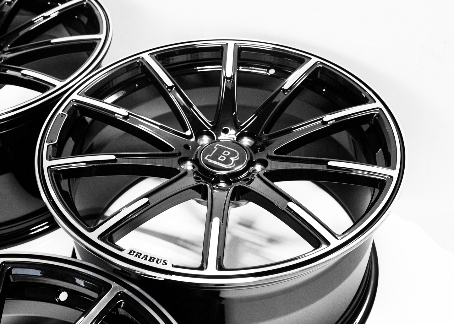 20" Gloss Black Machined Brabus Style Wheels For Mercedes Staggered Set (5x112) 20x9/10.0
