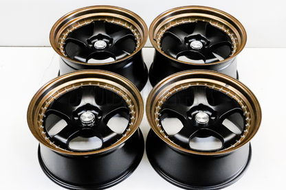 18" Matte Black Bronze Work Meister S1 Style Wheels Staggered Set 18x9.5/10.5 (5x114.3)