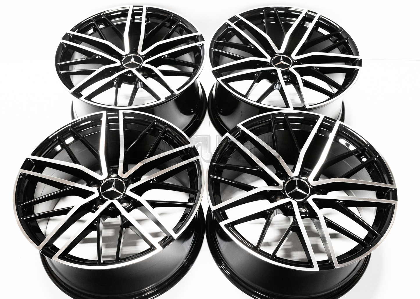 19" Gloss Black Machined Wheels For Mercedes Square Set
