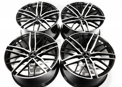 19" Gloss Black Machined Wheels For Mercedes Square Set