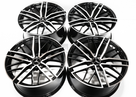 19" Gloss Black Machined Wheels For Mercedes Square Set