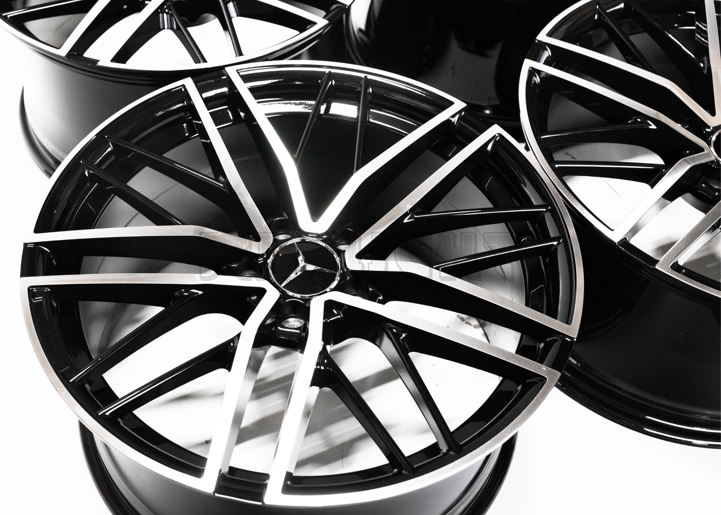 19" Gloss Black Machined Wheels For Mercedes Square Set