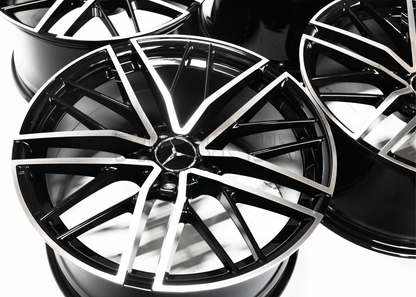 19" Gloss Black Machined Wheels For Mercedes Square Set