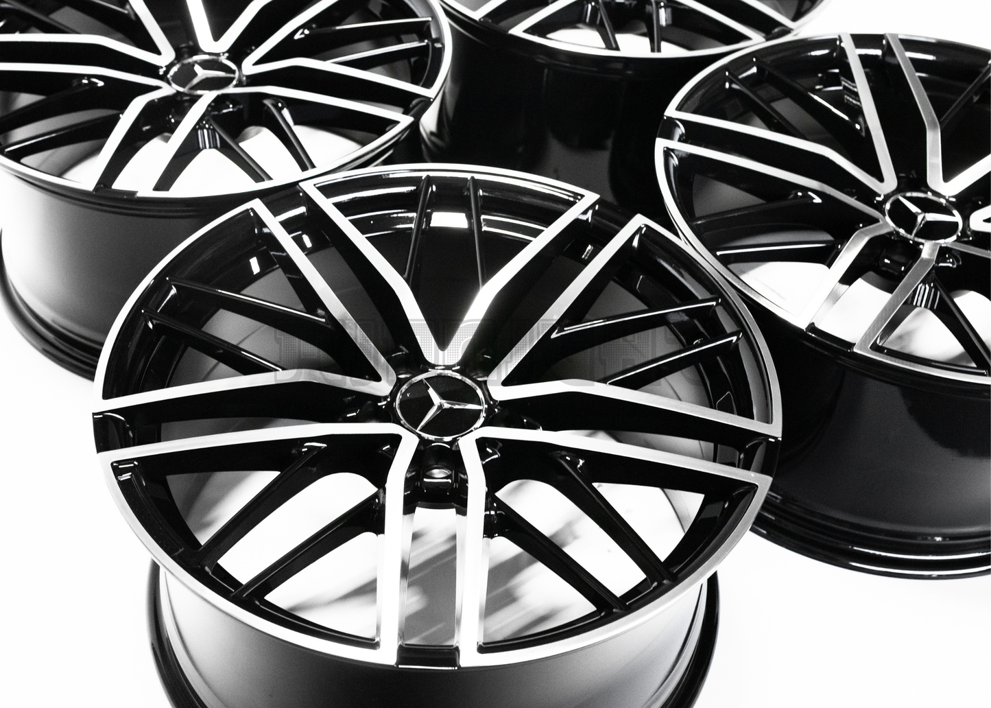 19" Gloss Black Machined Wheels For Mercedes Square Set