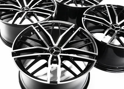 19" Gloss Black Machined Wheels For Mercedes Square Set