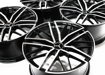 19" Gloss Black Machined Wheels For Mercedes Square Set