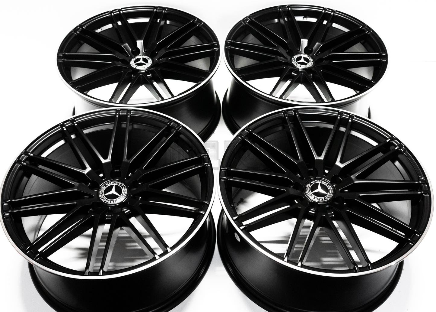 20" Matte Black Machined Lip Wheels For Mercedes Staggered Set 20x8.5/9.5