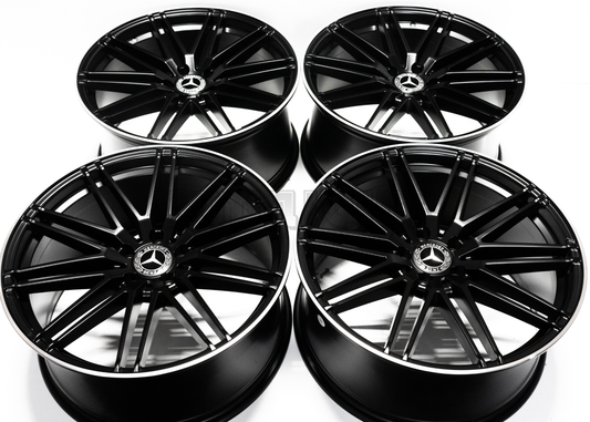 20" Matte Black Machined Lip Wheels For Mercedes Staggered Set 20x8.5/9.5