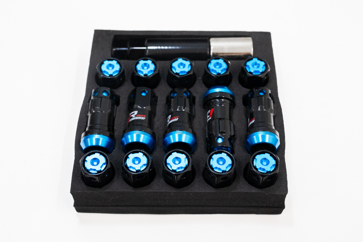 MaxGuard R40 Style Blue Racing Composite Formula Lock Set Lug Nuts M12xP1.25 / M12x1.5
