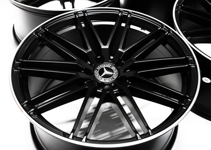 20" Matte Black Machined Lip Wheels For Mercedes Staggered Set 20x8.5/9.5